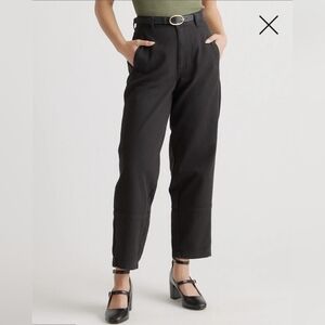 NWT! Quince Organic Stretch Cotton Twill Black Barrel Pants! Sz. 12 (F50)